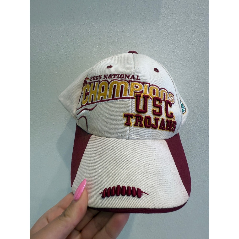 USC Trojans 2005 National Champions Hat Stadium Collection Orange Bowl Cap Cream